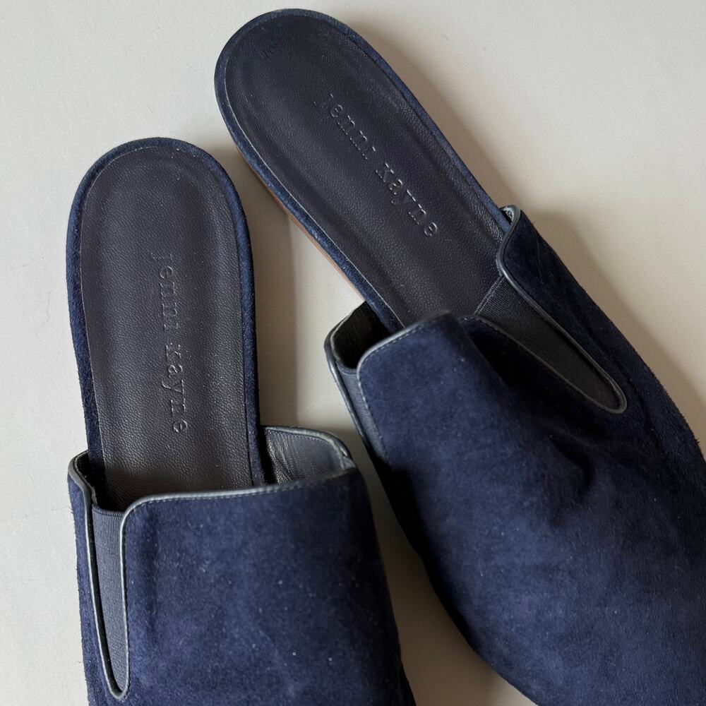 Jenni Kayne Blue Suede Flat Mule sz 41 Pointy toe Leather Slipper Slides Italy - Picture 5 of 6